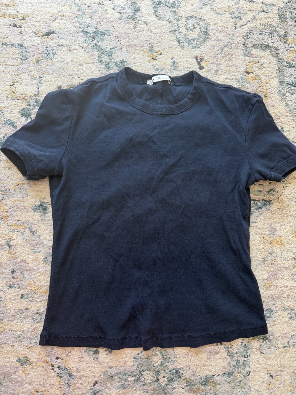 Zara navy Short Sleeve Crew Neck Tee